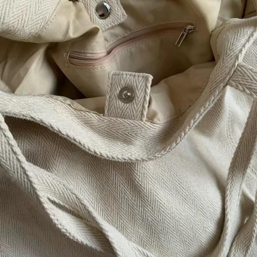 Large capacity Korean version bag women's twill canvas bag commuter shoulder portable casual women's bag simple lazy shopping bag