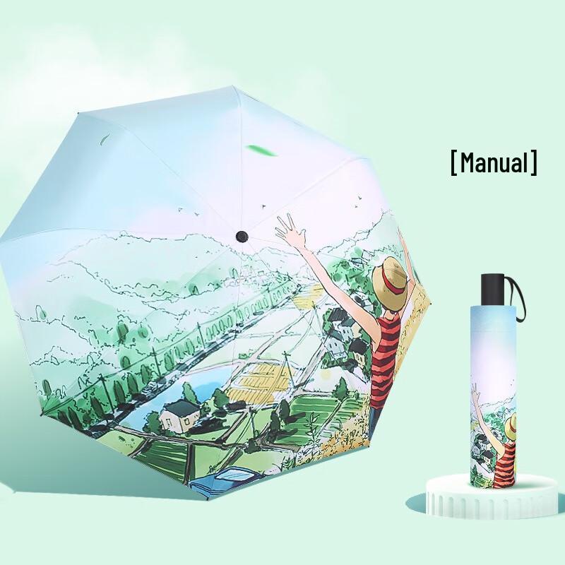 Nanqiao Oil Painting Automatic Folding Umbrella