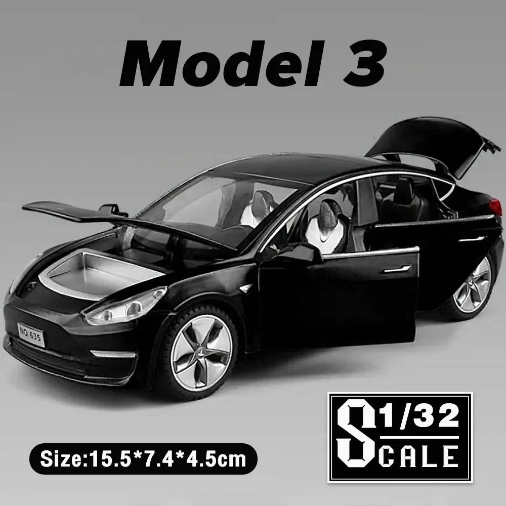 VKYA1 1/32 Tesla Cybertruck Modell 3 Modell S Modell X Modell Y Spielzeugauto Diecast Metall Off Road Sammlung Rückzieher Sound Licht Geschenk Junge
