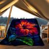 1pc Hibiscus Flower Print Throw Blanket Polyester Fiber, Lightweight Flannel, Soft & Warm, All Season Use for Outdoor, Camping Digital Print