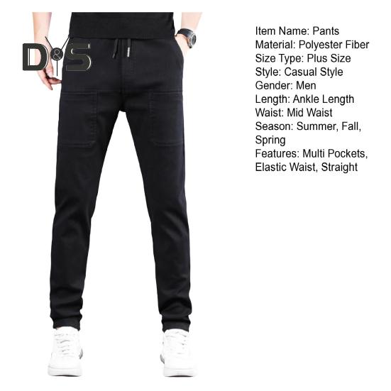 Sommar Vår Is-Silkesbyxor 6 Fickor Patchwork Plus Size Raka Byxor Enfärgad Vattentät Elastisk Midja Vardagsbyxor för Arbete Skola Resor