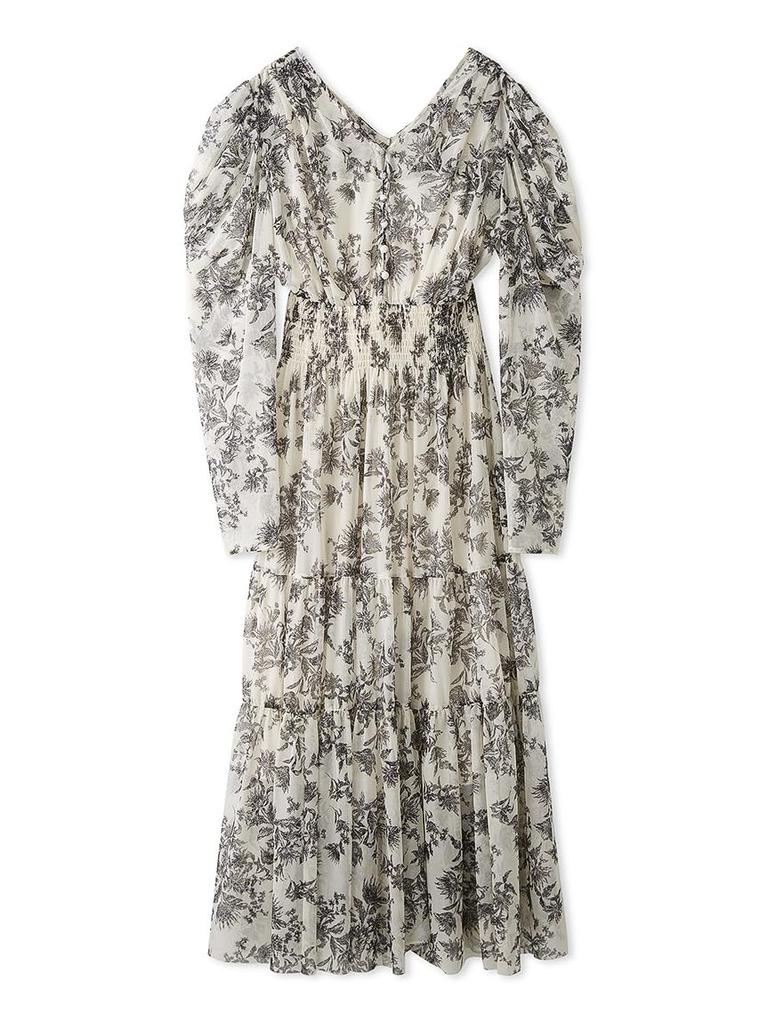 Tiered Tulle Dress SWFO251011 FLOWER [Snidel] V-neck Women's