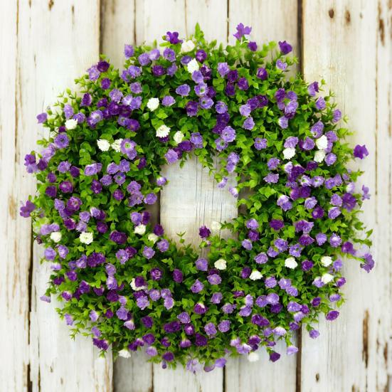 Spring Summer Wreath for Front Door Artificial Wildflowers Wreath with Eucalyptus Leaves for Indoor Outdoor Wall Porch Farmhouse Home Decor