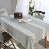 Waterproof Cotton Tablecloth With Tassel Trim Modern Minimalist Rectangle Dining Table Cover Home Cafe Market