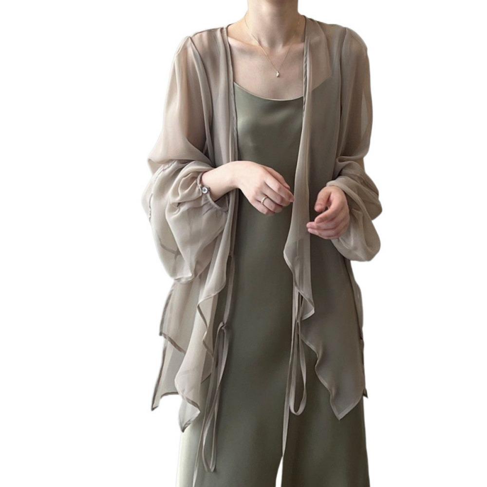 Chiffon Sonnenschutzhemd Damen Sommer Dünnes Französisches Oberteil Locker Kleiner Cardigan Drapierte Stola Jacke Paketpost