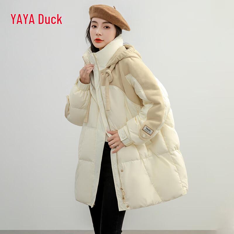 YAYA Women's Mid-Length Hooded Down Jacket