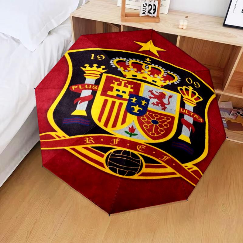 1PC Spanish National Emblem Printed Umbrella Folding umbrella, automatic umbrella 8-Frame for Travel, camping Fan gifts Christmas Gifts