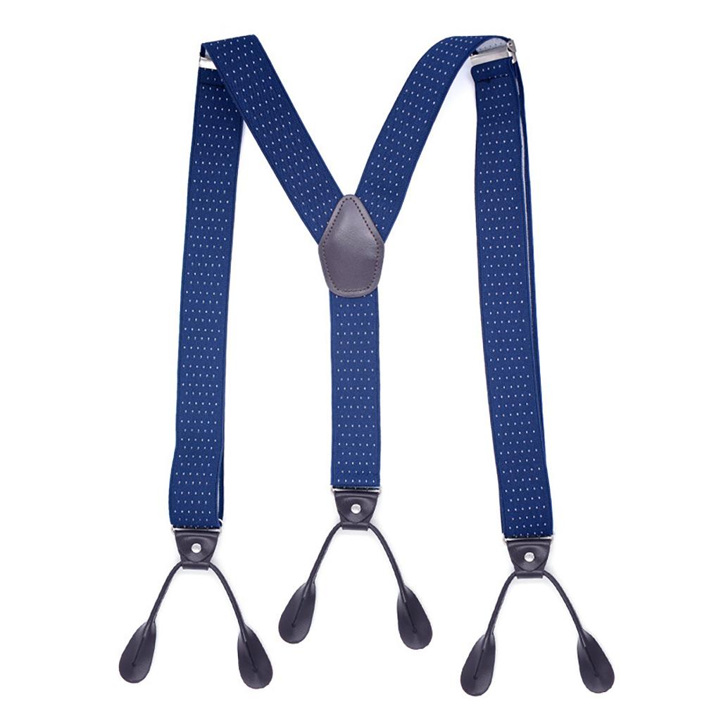 Stylish Classical Suspenders Adjustable Suspenders Elastic Chain Button End Dark Elastic Belt for Wedding Business Wear