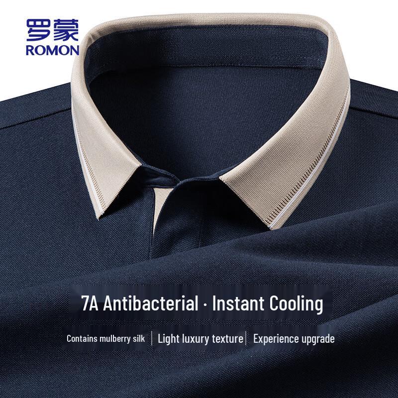 Romon Men s 7A Antibacterial Ice Silk Polo T-Shirt 190