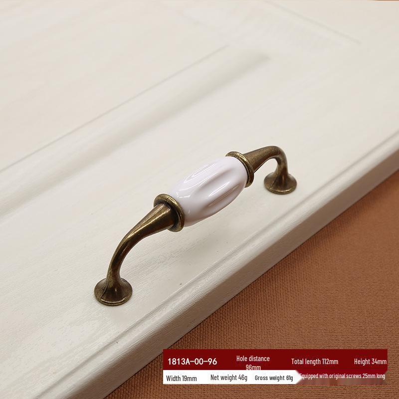 European Zinc Alloy Ceramic Handle: Modern Black & White Cabinet and Wardrobe Pull