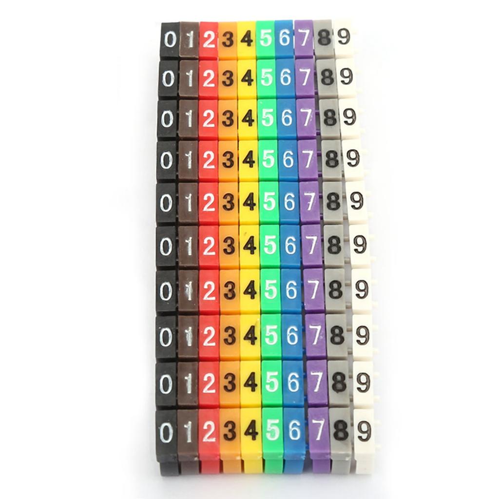 Etichetta per numero digitale, tubo, filo, marcatore per cavi, colorato (100 Pezzi 4mm²)
