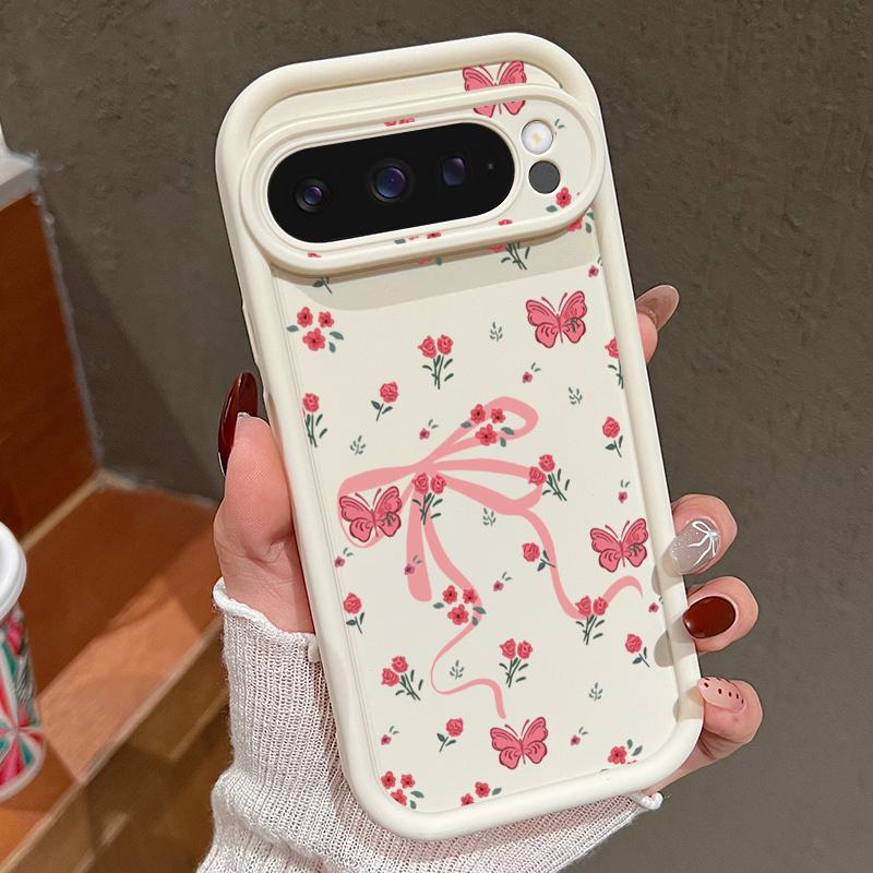 

Для Google Pixel 9 Pro XL 8A 8 Pro 7A чехол с бантом и цветочным принтом TPU противоударный матовый мягкий силиконовый защитный чехол для линз телефона Google Pixel 9