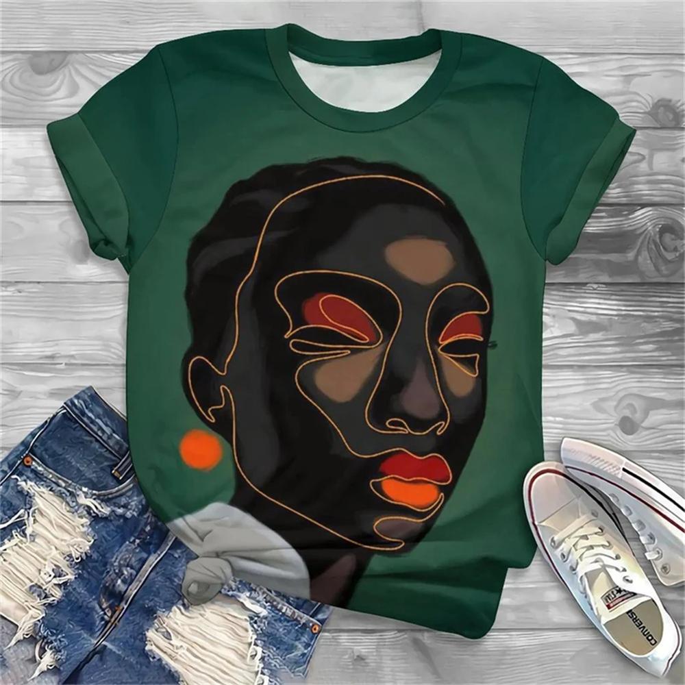 Summer Africa Girl 3D Print T-shirts Women Streetwear Harajuku Casual Fashion Y2k Short Sleeve T Shirt O-neck Tees Tops Clothing