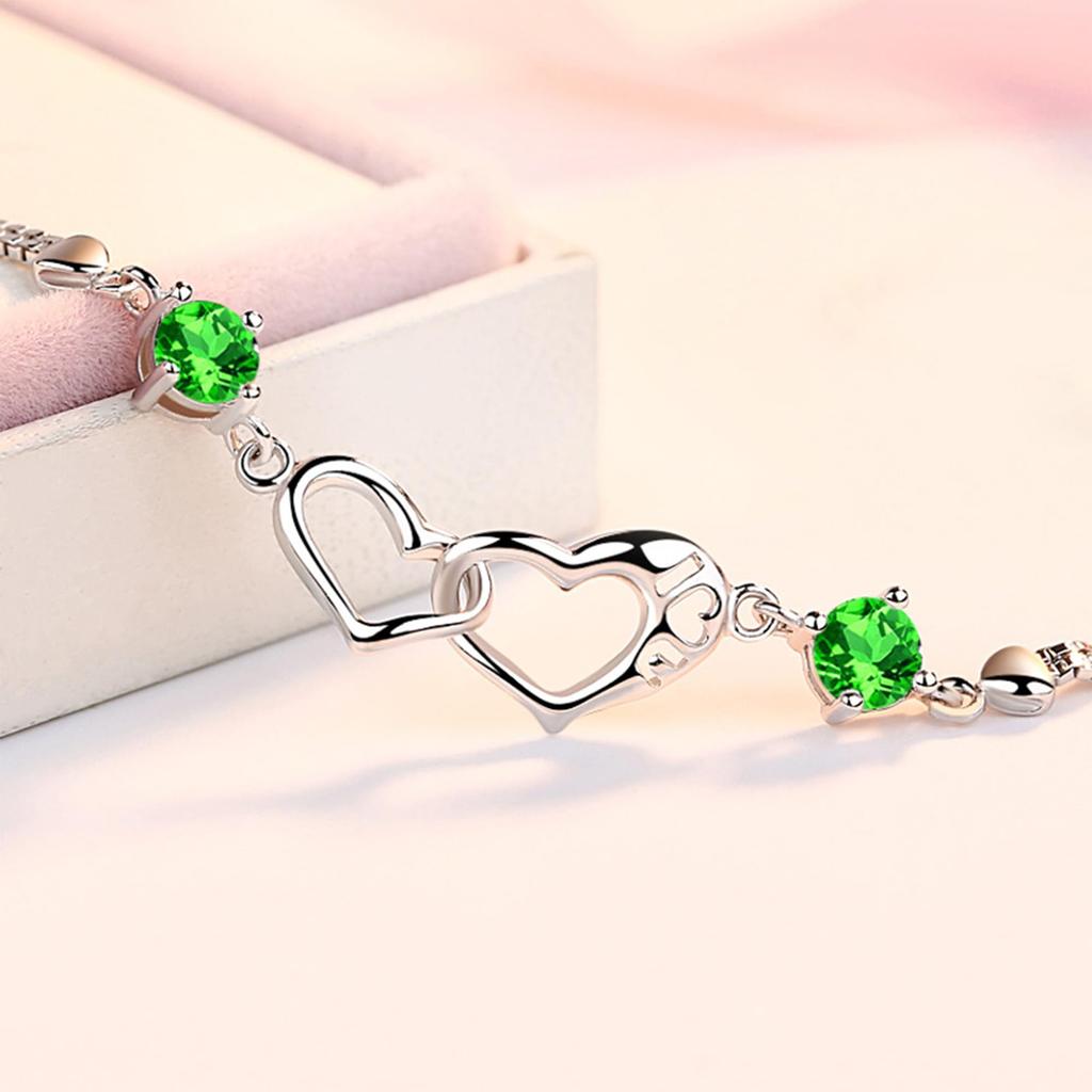 Bracelet for May Silver Women "Silver Thunder" Women, Birthstone, Emerald, 925, Hypoallergenic, Simple, Amulet, Accessory, Birthday, Present,