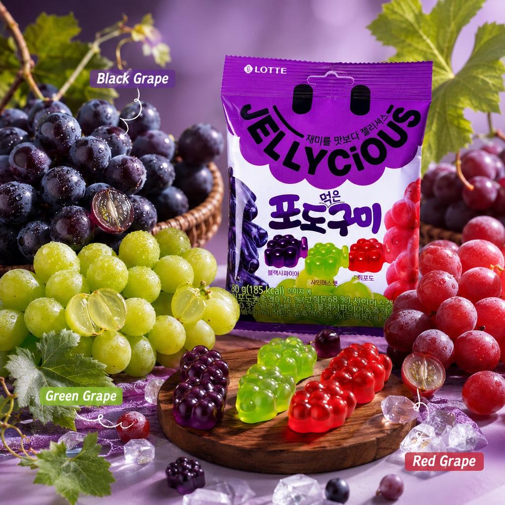 Lotte Mixed Grape Flavor Gummy Candy 60g