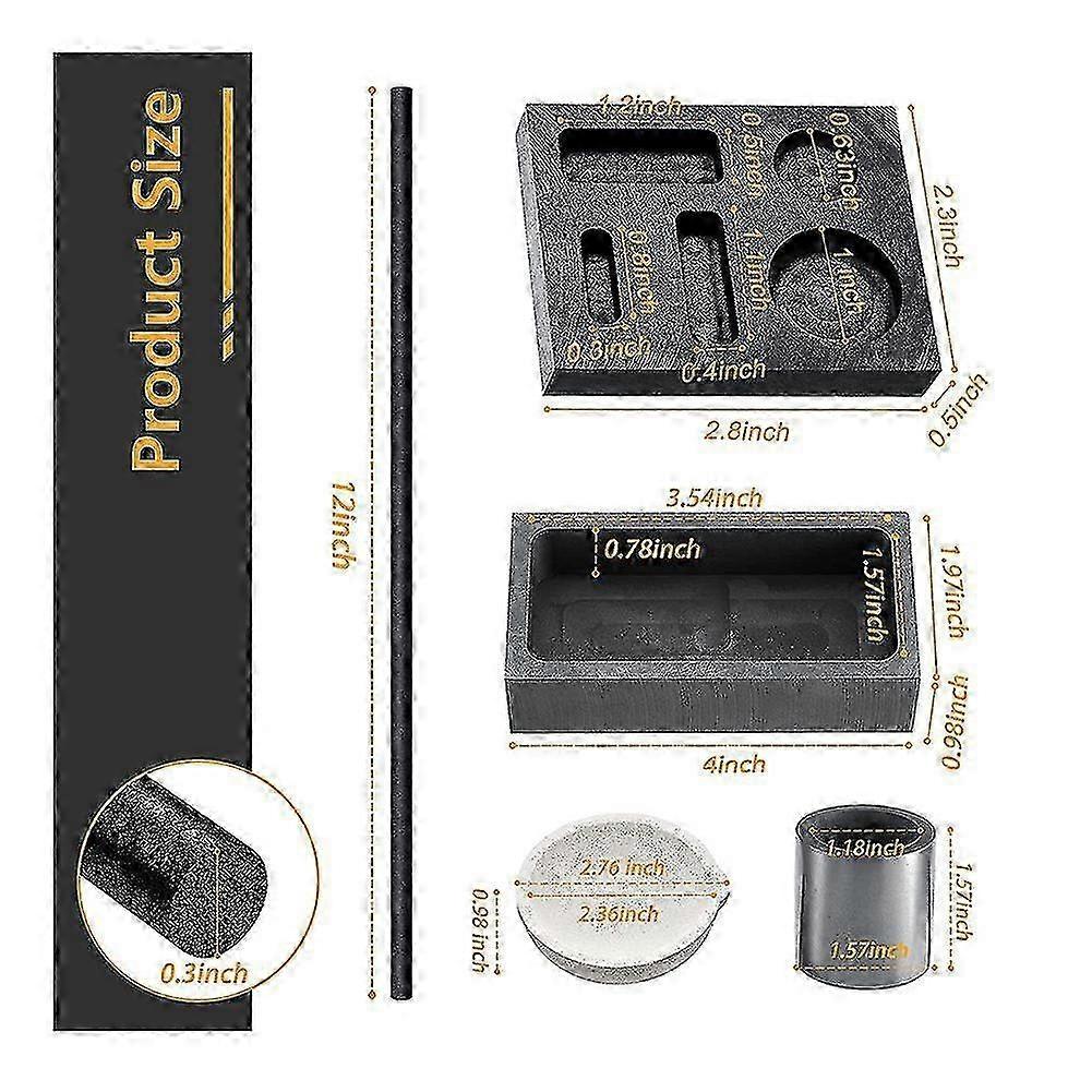 Kit di Fusione a Colata 9 Pezzi con Crogiolo per Oro Argento Rame Set di Torce