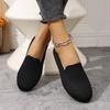 Flat Bottomed Round Toe Knitted Shoes, Women's Solid Color One Foot Walking Mesh Shoes, Breathable Daily Shoes