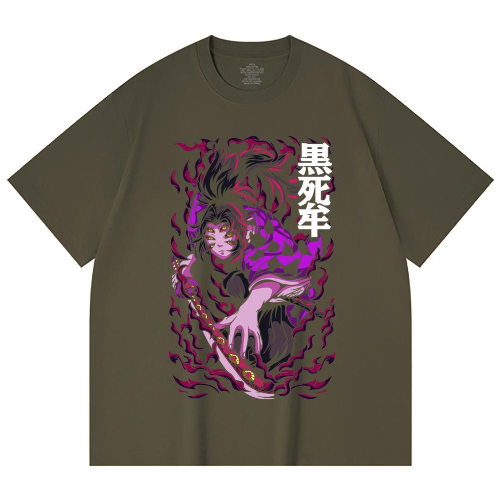 230 Gsm 100% Cotton Demon Slayer V83 Kokushibo Print Unisex Heavy Cotton T Shirt