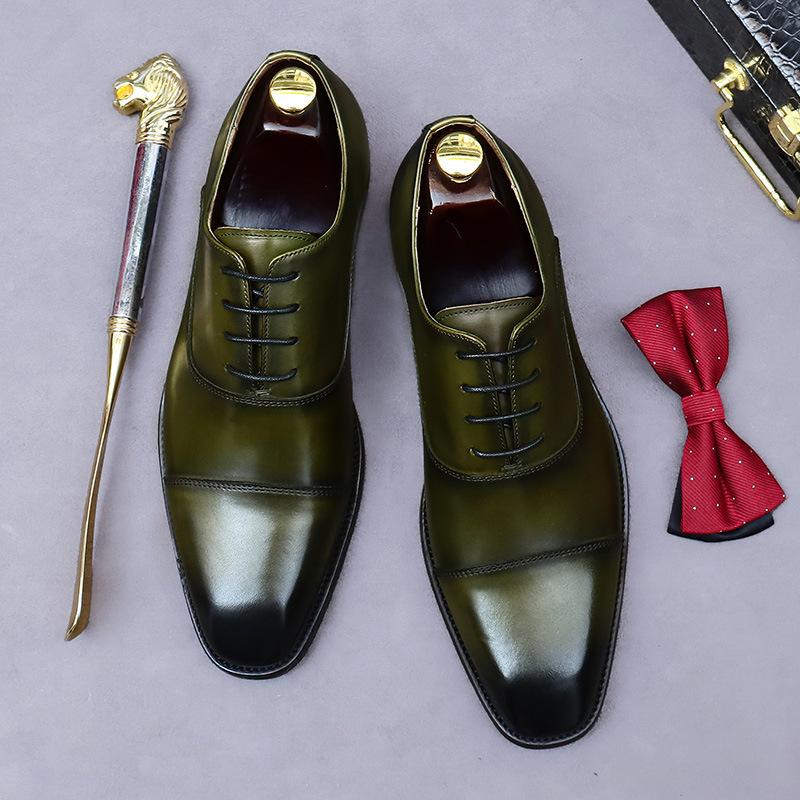 Fashion Handmade First Layer Cow Leather Shoes Men Four Seasons Brand Formal Business Dress Genuine Leather Shoes for Gentleman