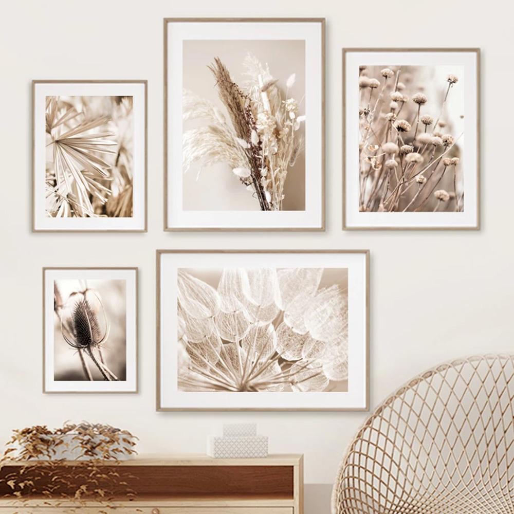 Beige Grass Reed Dandelion Boho Wall Art Canvas Painting Nordic Posters And Prints Nature Wall Pictures For Living Room Decor
