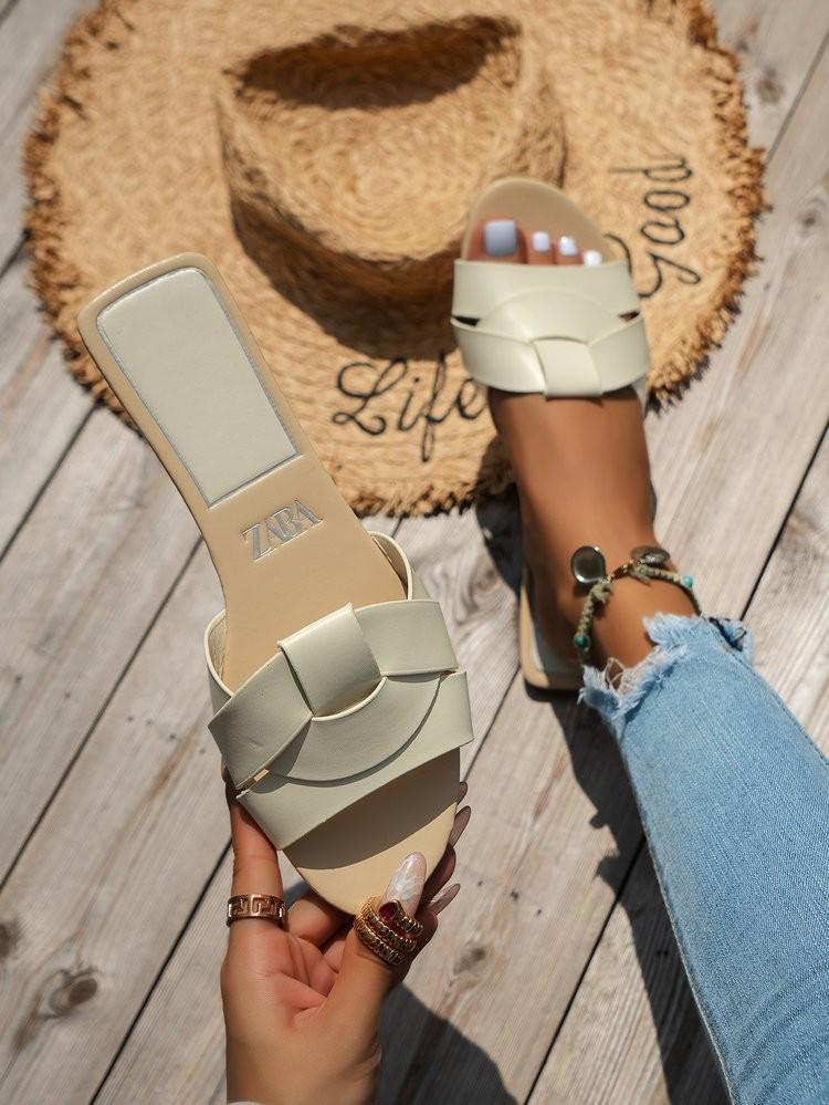 Übergröße Damenmode Pantoletten in Unifarben mit flachem Absatz