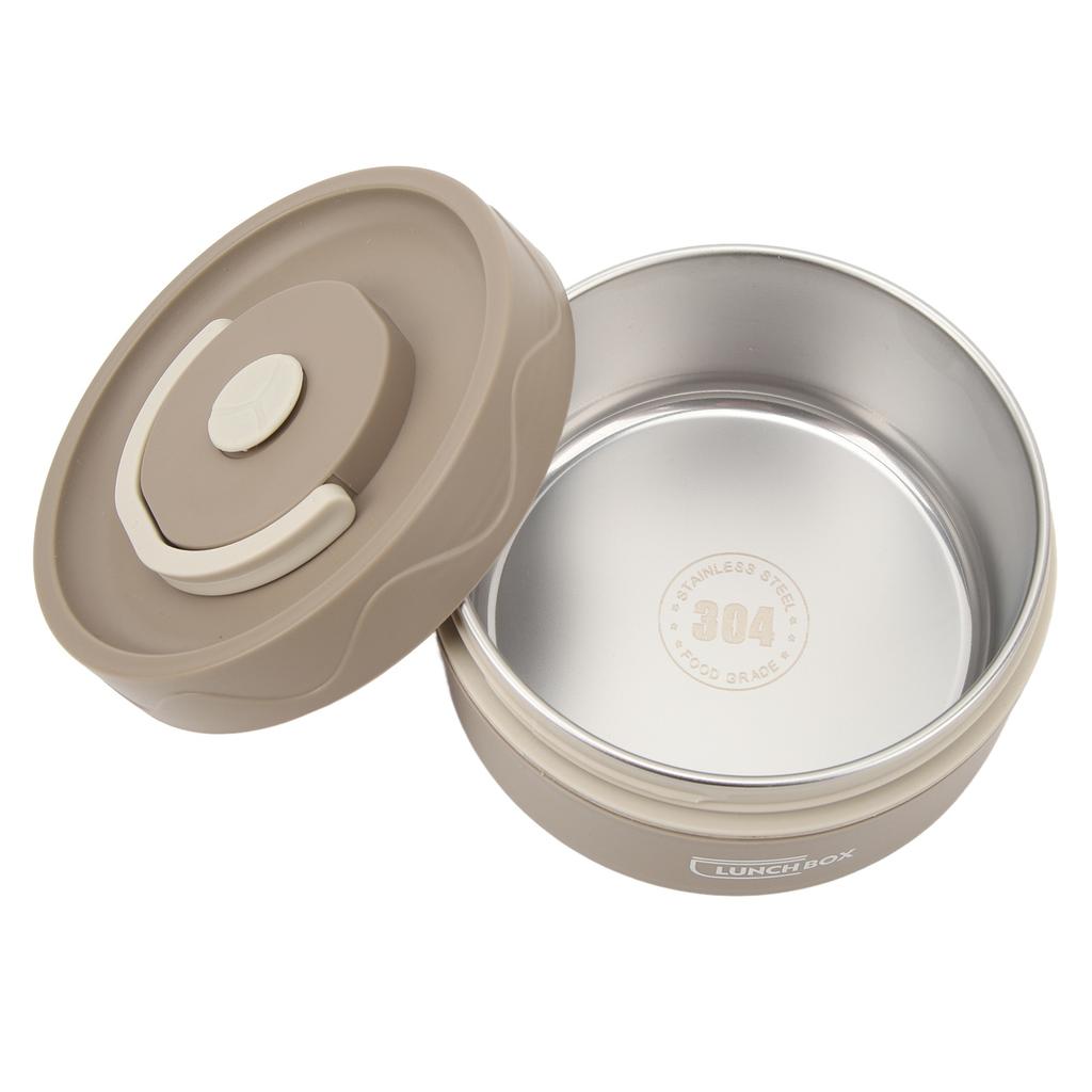 Thermal Cooking Pot 420ml 304 Stainless Steel Double Layer Portable Round Shape Thermal Lunch