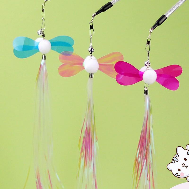 Cat Toy Feather Stick Cats Toy with Bell Butterfly Teaser Cat Toys Interactive Replaceable Feather Sticks Cats Toys Pet Products