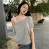 Women's Round Neck Off-Shoulder Fashion Short-Sleeve Top
