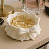 1PC Cute Ruffled Bow Jewelry Tray In White, Desktop Storage For Home Decor, Desk, Office, Car Decoration, Centerpiece For Themed Parties, And Gifts