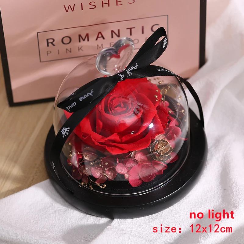 Valentines Day Gift for Girlfriend Eternal Rose LED Light Flower In Glass Cover Mothers Day Birthday Party Wedding Decoration