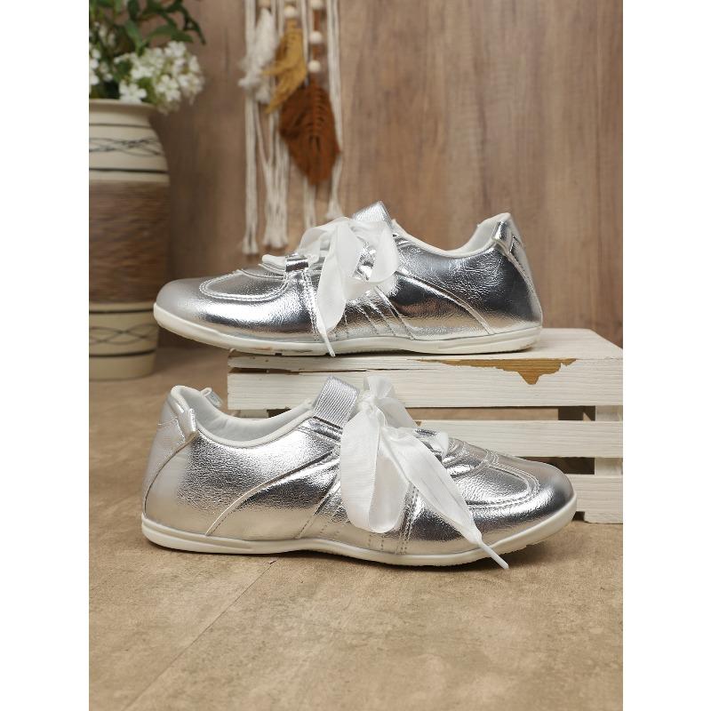 Scarpe da Ginnastica Tedesche Uniche Color Oro di Grandi Dimensioni – Stringate Casual Atletiche Versatili Retro Board Sneakers da Donna