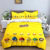 Ensembles de literie avec impression du logo M&M's au chocolat Mode Ensemble de literie Exquis Housse de couette Ensemble couette Lit Ensemble de literie Cadeau de Luxe