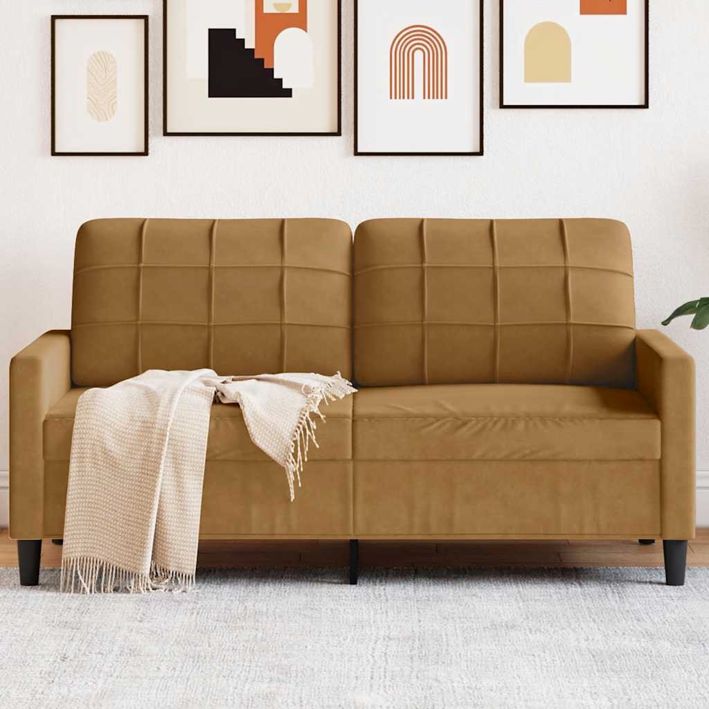 2 Seater Sofa Brown 140 cm Velvet