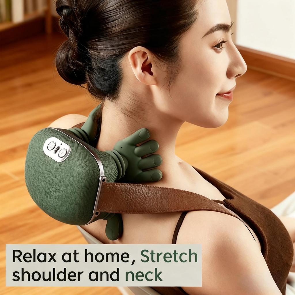 Portable Neck and Shoulder Massager Cordless Lymphatic Neck Massager with Heat for Pain Relief Deep Tissue Christmas Present