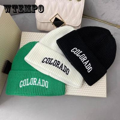 White Woolen Hat for Women Versatile Letter Knitted Hat for Students In Autumn and Winter Warm and Cold Hat for Men