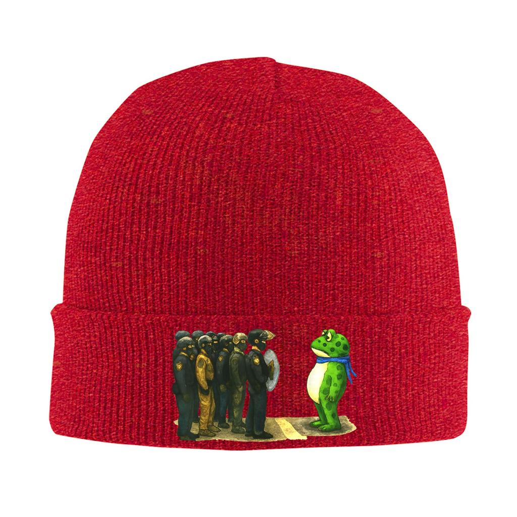 Portland Frosch Aktivist Portland Frosch Protest Mützen Beanie Hüte Frühling Grafik Schädelmützen Beanies Lässig Unisex Kpop Warme Mütze
