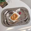 Vintage Engraved Stainless Steel Serving Trays - Decorative Rectangle Platter for Party, Dining & Home Decor