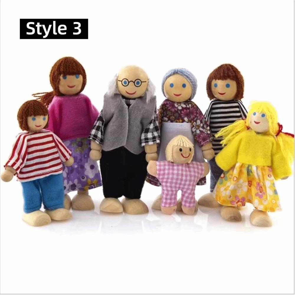 Flexible Jointed Wooden Family Dolls High-Quality Wood Pretend Play Toys  Role Playing
