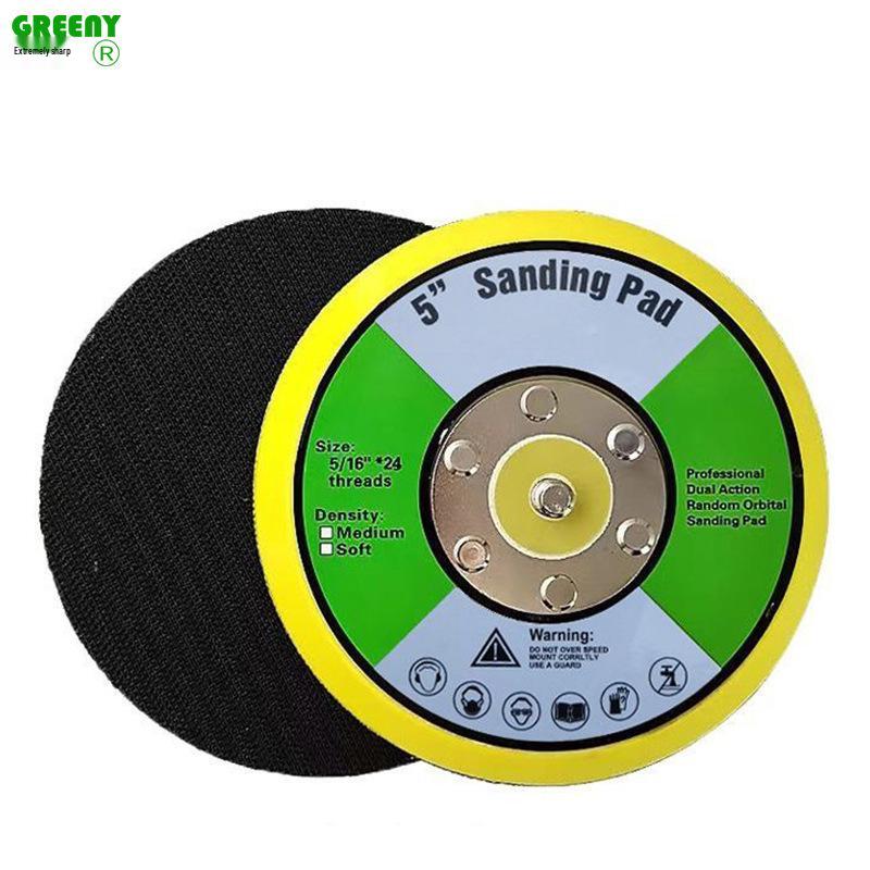 Self-Adhesive Flocked Sandpaper Disc: 1-9 Inch, 5 Inch, 6-Hole, Suction Cup Base, Pneumatic Grinder Pad