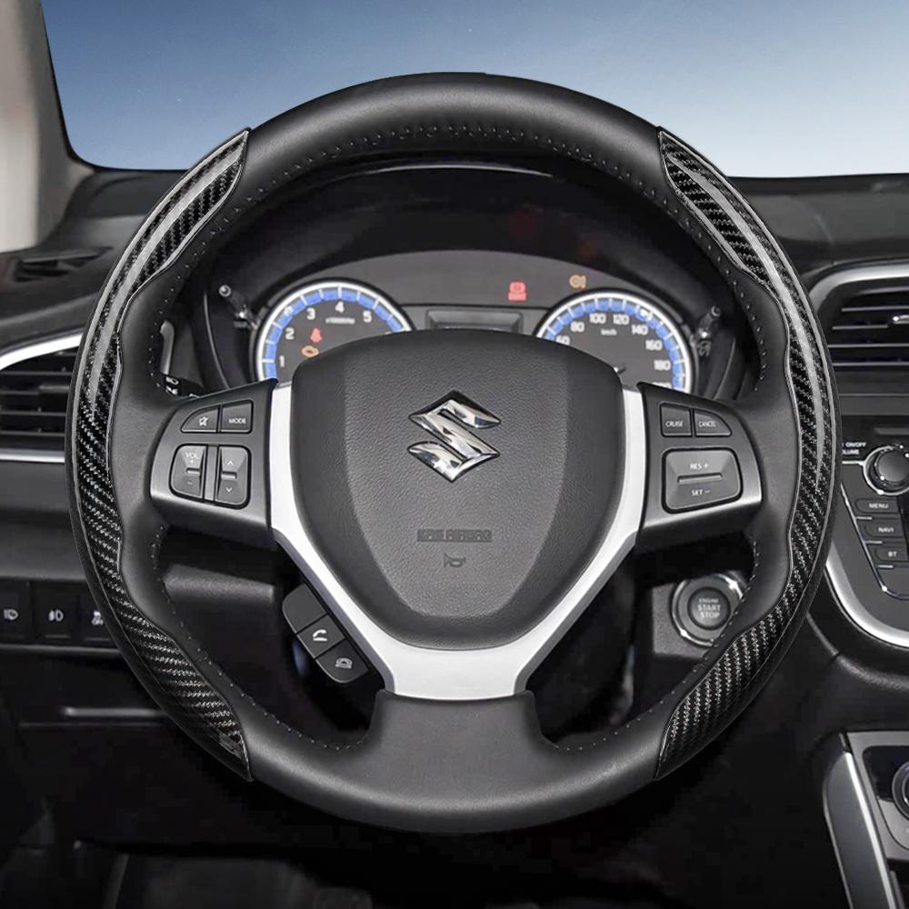 Zkfan8 Geeignet für Suzuki Lenkradabdeckung mit Karbonfaser-Textur und segmentiertem Schnellverschluss-Design für Wagon R Swift Ertiga Brezza Baleno Fronx