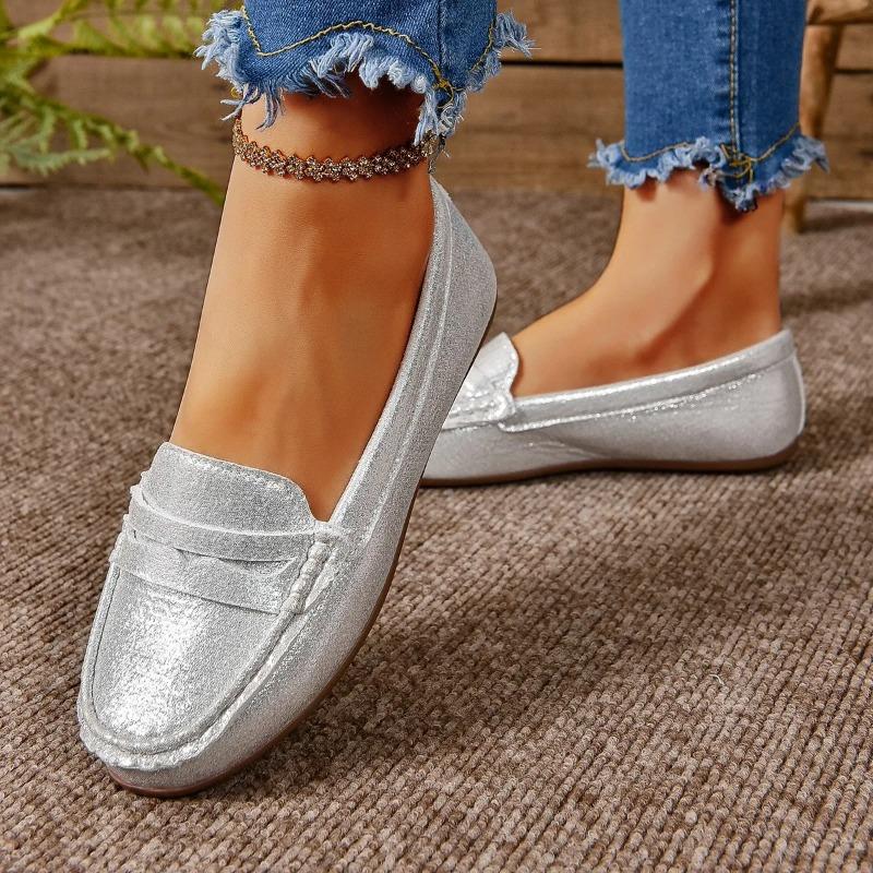 2025 New Women Shoes Flats Leather Moccasins Sneakers Woman Casual Shoes Slip-on Loafers Female Boat Shoes Big Size 44