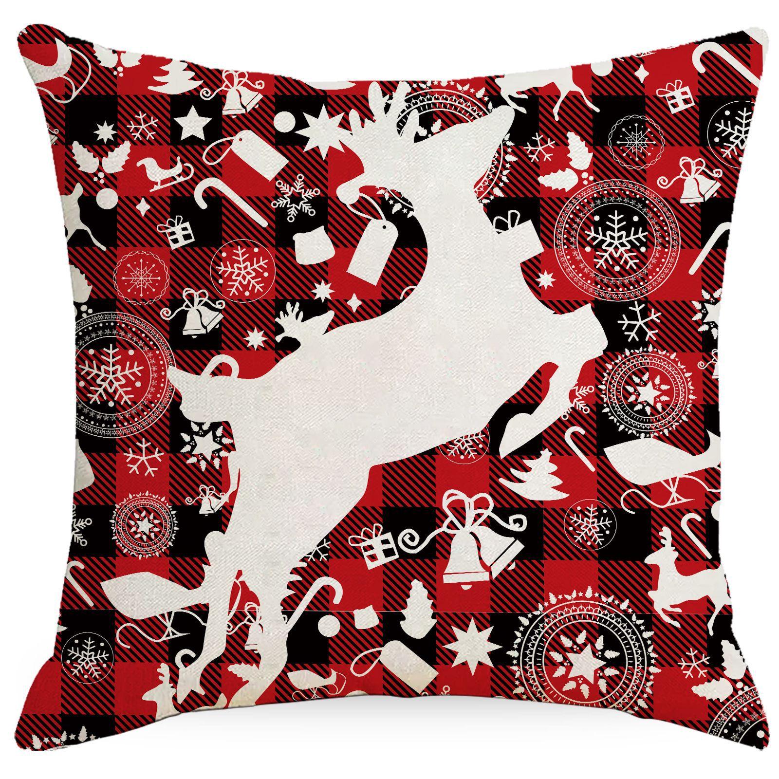 

Новая рождественская льняная наволочка с клетчатым принтом, наволочка для домашней диванной подушки, автомобильной подушки 45 * 45Cm without pillow core
