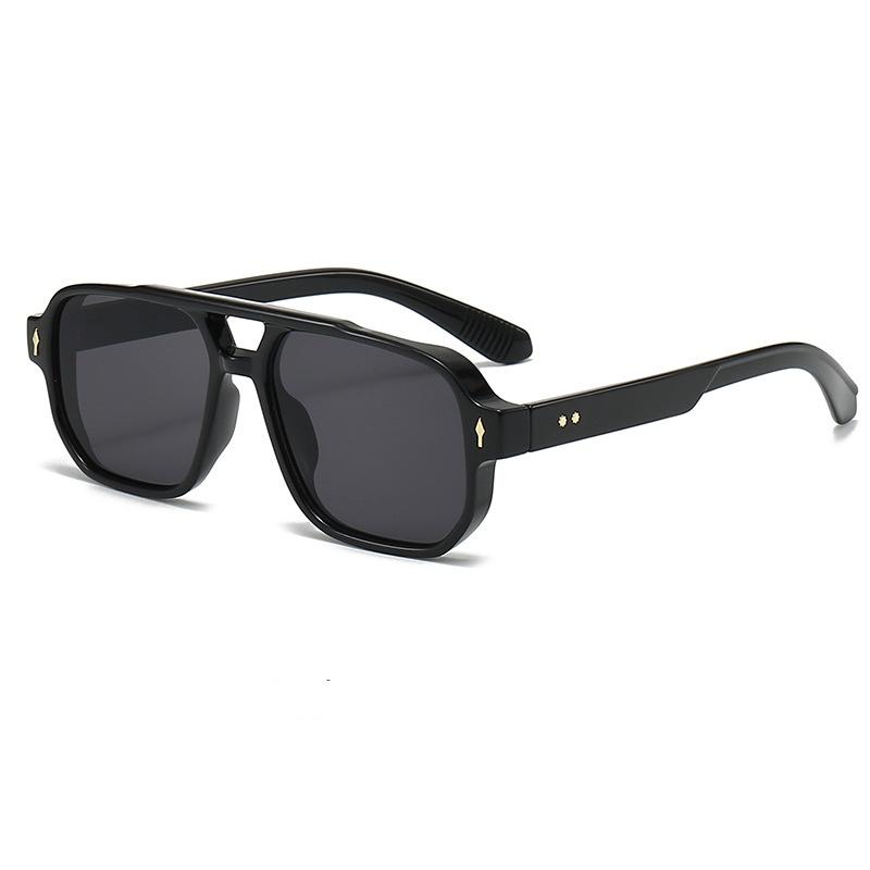New Retro Double Bridge Square Sunglasses For Women Men Fashion Luxury Design Rivets Sun Glasses Trending Shades UV400 Eyeglasse