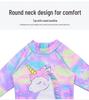 Girls' Unicorn Long-Sleeve Swimsuit with Swim Cap - Sun Protection Surf Suit