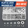 260PCS Stainless Steel Washer Kit – M3-M10 Lock & Flat Washers Set