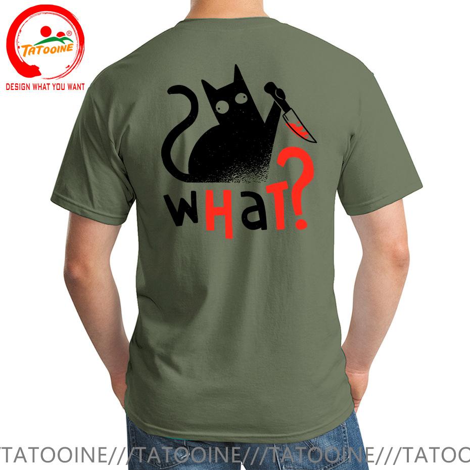 Novelty Murder Cat Bloody Knife What T Shirt Unisex Funny Humor Black Cats Tshirt Boys Fashion Casual Tee Shirt Summer Clothing