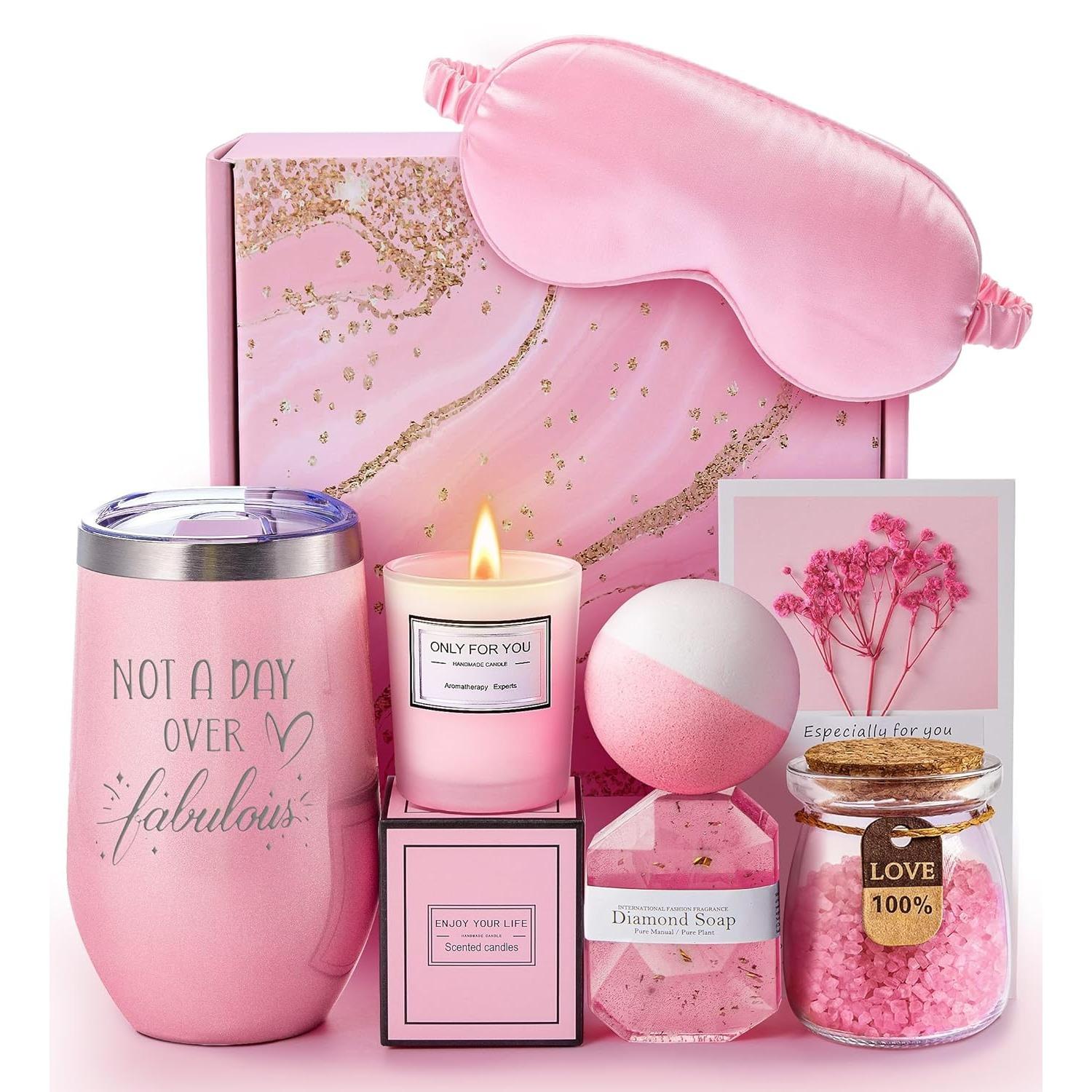 

Birthday Gifts for Women, Unique Spa Gift Basket Set for Mothers Day, Valentines Day - Christmas Gifts for Women, Mom, Friends Female, Sister, Her розовый