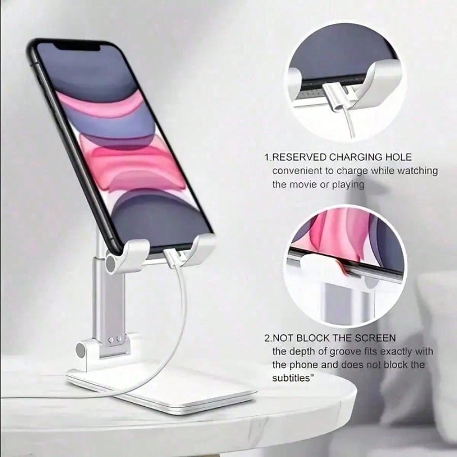 2026 Latest Double Folding Phone Holder Fully Adjustable Desktop Phone Holder with All Phones 10.16-25.4 cm Cell Phone/Tablet