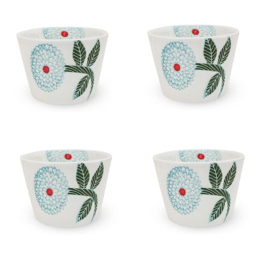 Set of 4 Premium Dahlia Hasami Made in Japan J-kitchens Teacups, Ware,