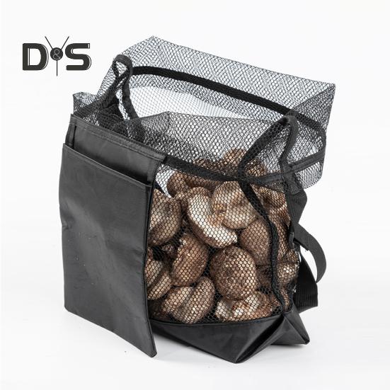 Mushroom Picking Net Bag Mesh Garden Fruit Harvest Basket Mushroom Hunting Crossbody Bag with Adjustable Strap for Outdoor Activities